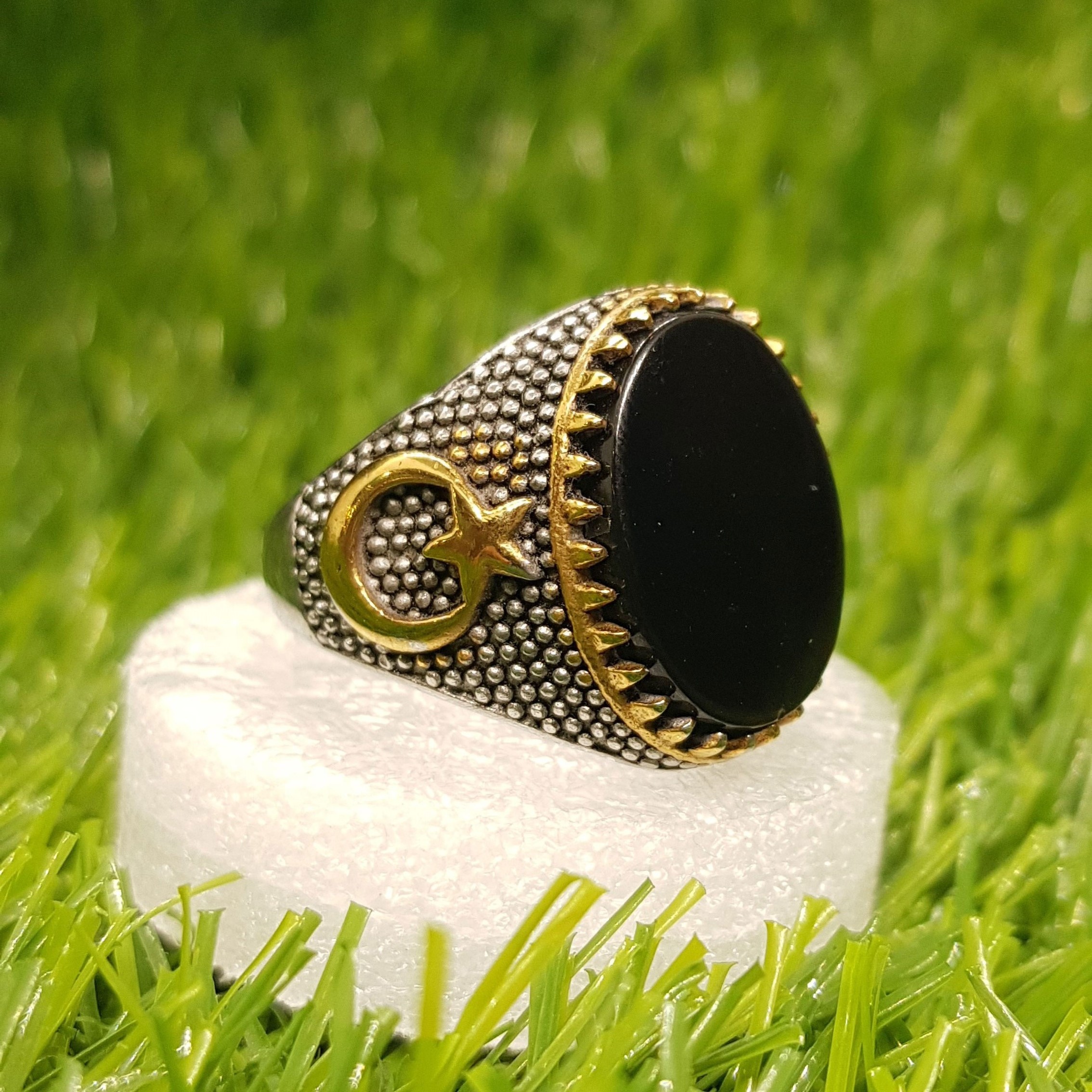 Turkish Cubical Black Zircon Italian Silver Ring