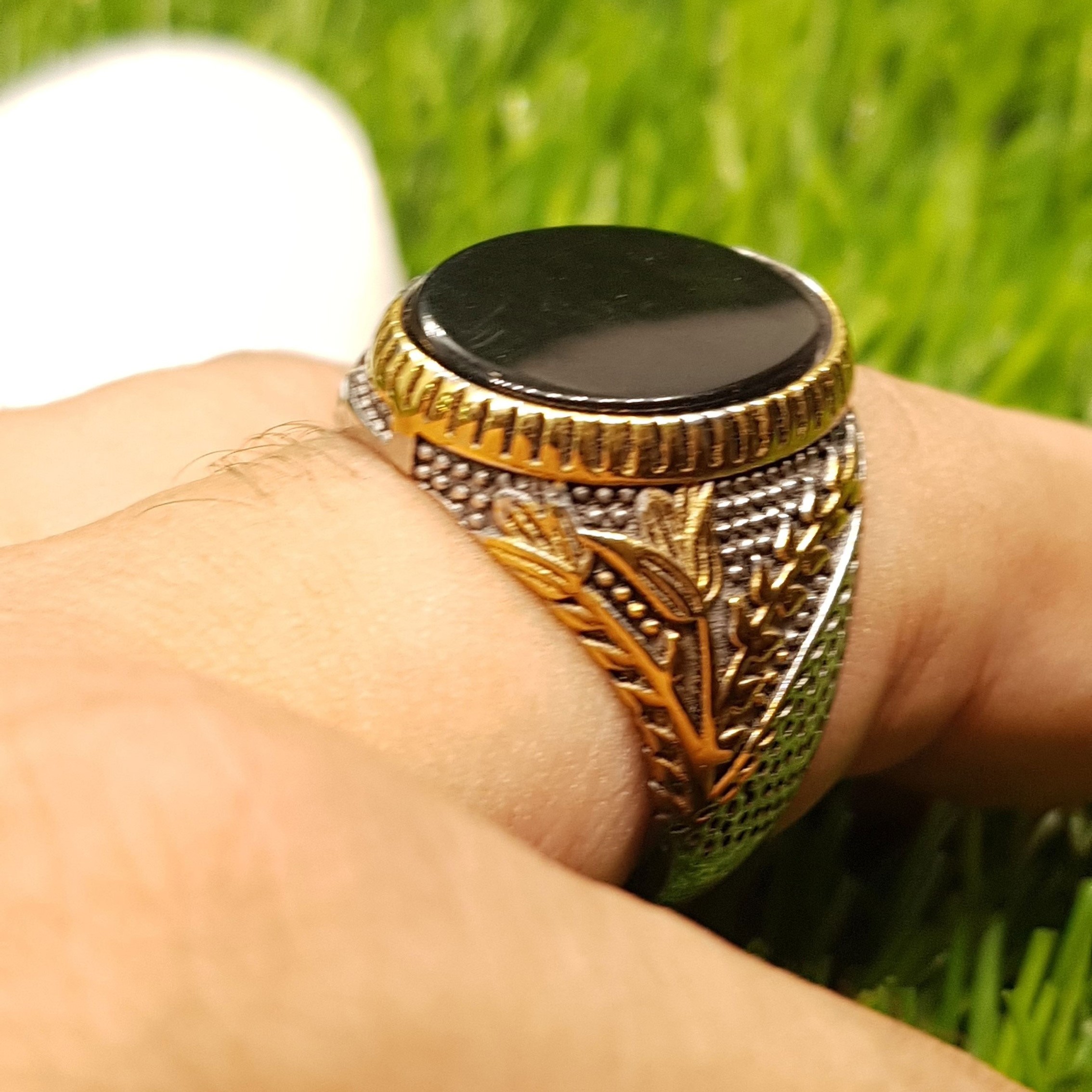 Black Cubical Zircon Italian Silver Ring for Men