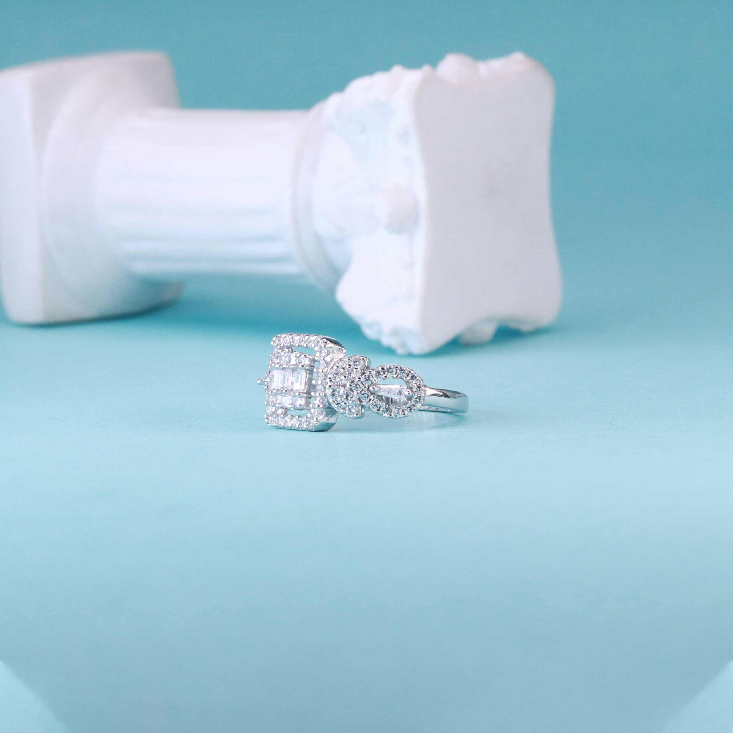 Diamond Style Silver Ring