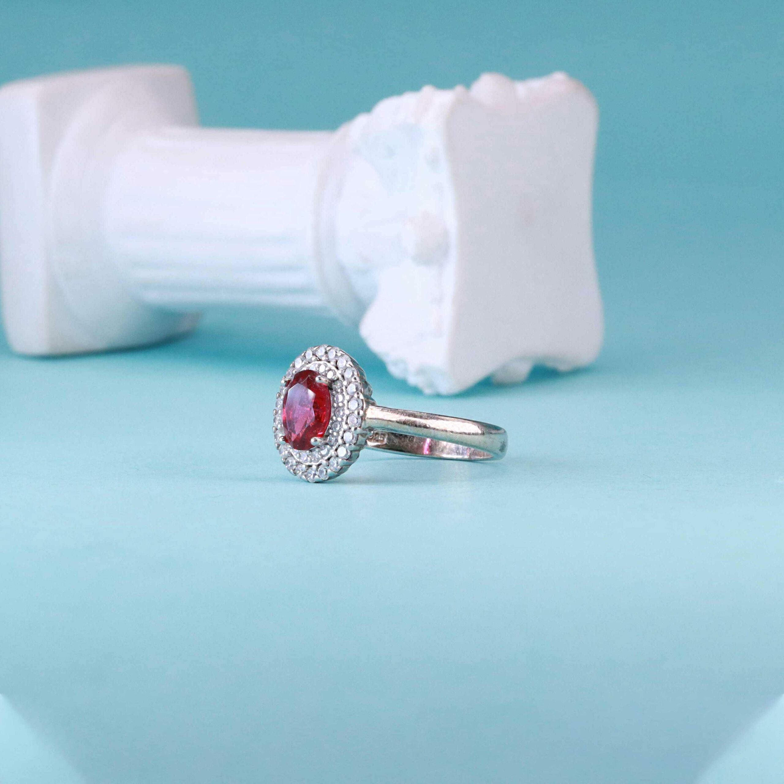Silver Ring With Ruby Stone for Girls
