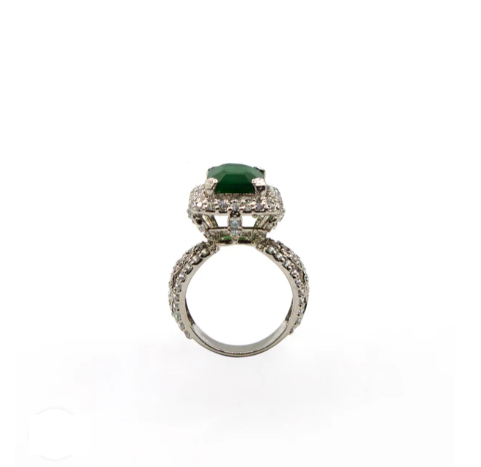 Green Jade Silver Ring