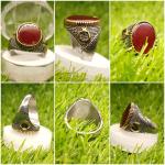 Turkish Cubical Red Zircon Italian Silver Ring