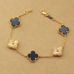 Black and Golden Clover Leaf Gold Bracelet