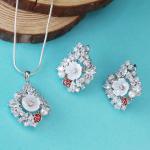 Diamond Style Silver Locket Set