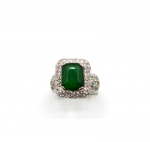 Green Jade Silver Ring