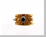 Black Kundan Style Silver Ring